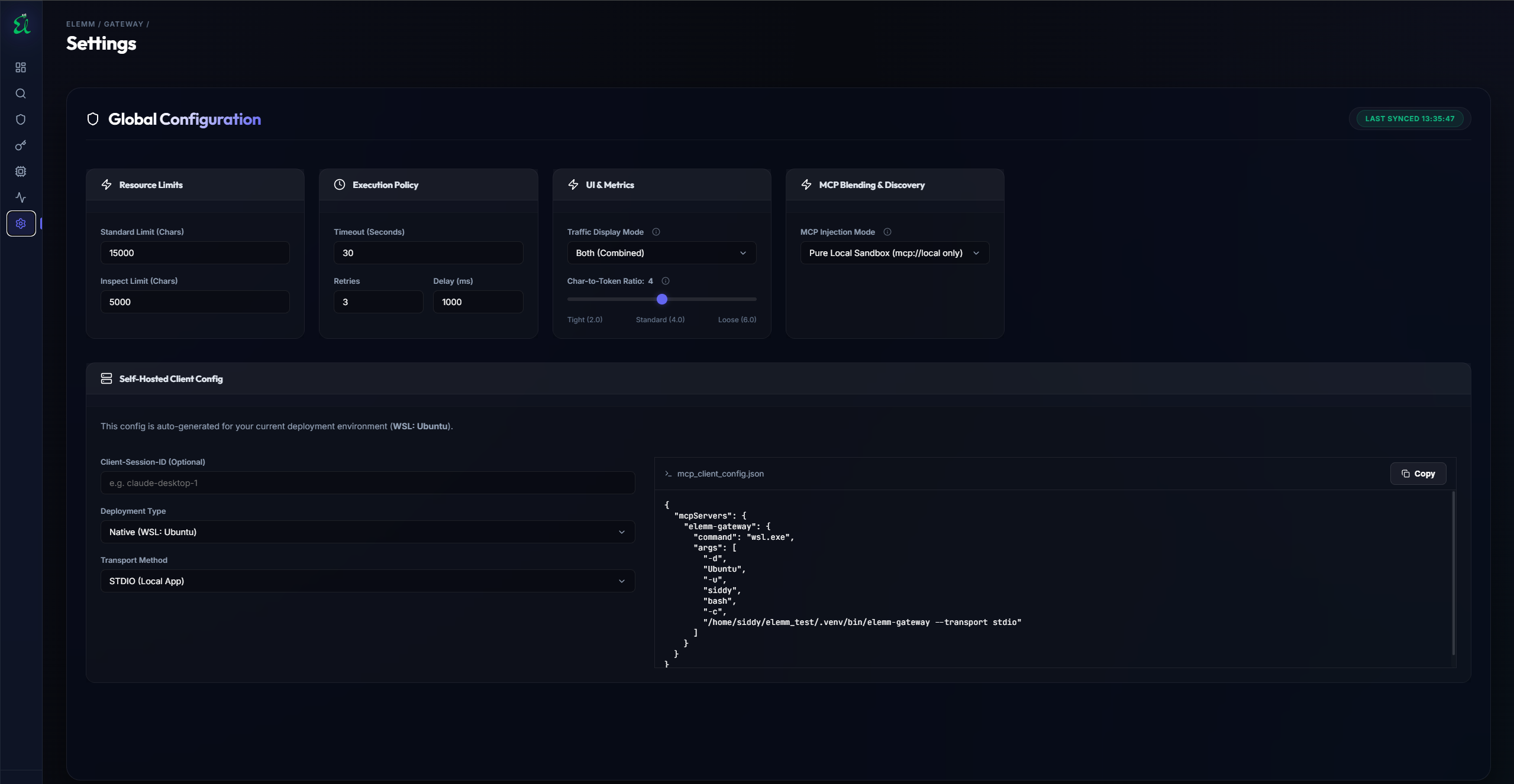 Global Configuration Panel