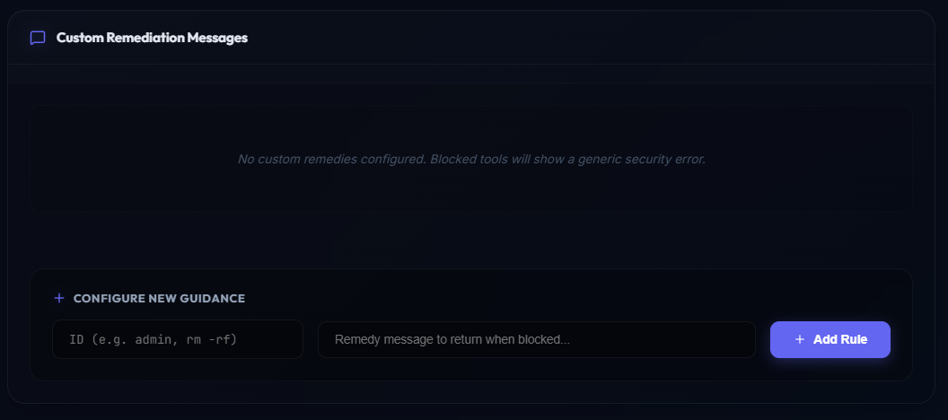 Custom Remediation Messages